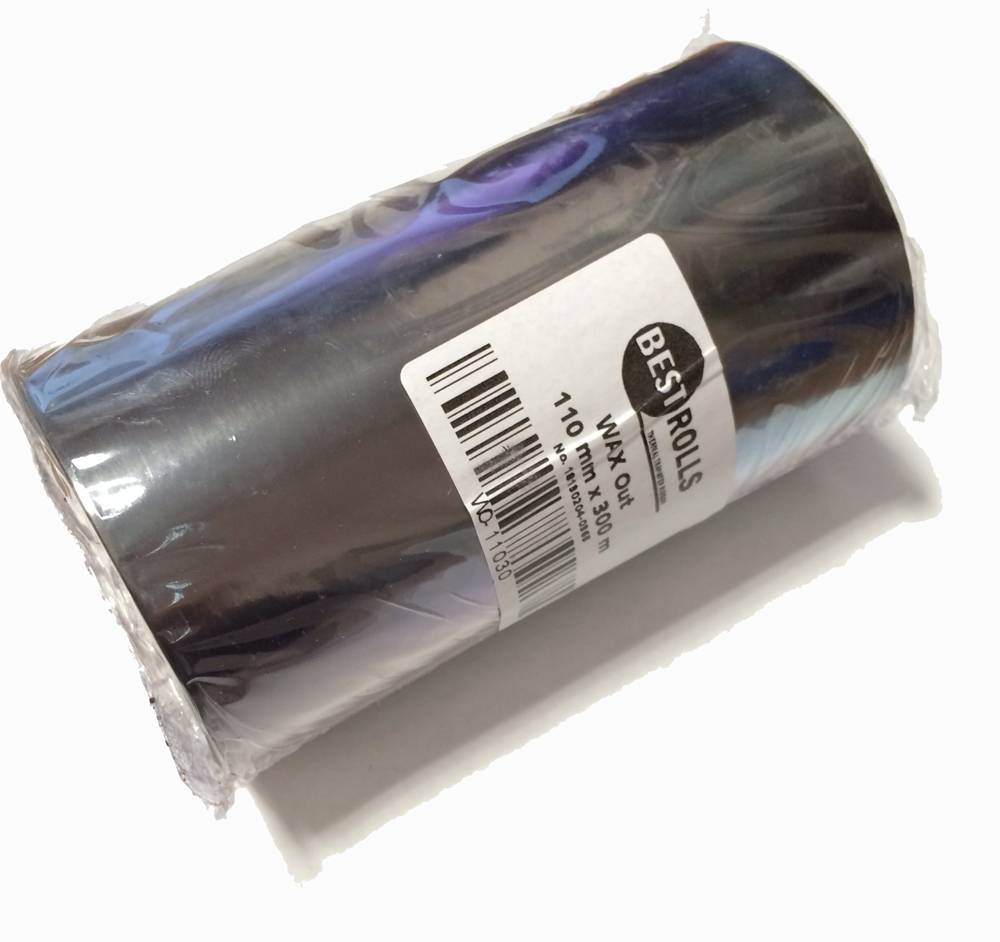 Термо-трансферная лента 110мм*300м Black ,Wax, Out, 1" артикул 0021-954 